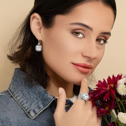 JEAN RACHEL JEWELRY 925 Sterling Silver Braid Leaf Cushion Ring | Ornate statement ring beautifully adorned with sculpted leaf motifs, twisted rope braids, and a CZ center stone. - color: White CZ