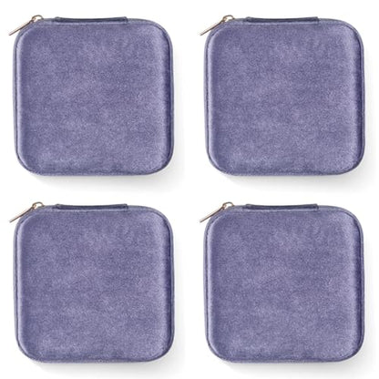 ZPROW Plush Velvet Travel Jewelry Case, Travel Jewelry Organizer, Jewelry Travel Case,Travel Jewelry Box,Small Jewelry Case,Jewelry Travel Box, Earring Organizer with Mirror - Periwinkle 4packs - color: Velvet 4 Pack - Periwinkle
