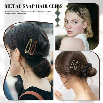 Small Hair Barrettes For Women No Slip Metal Snap Clips For Thin And Fine Hair,Matte Brown Yellow,20 PCS,1.97 x 0.5 Inch. - color: Matte Brown yellow