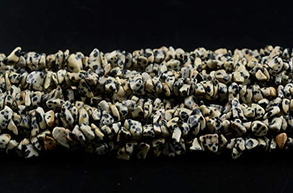 Natural Chip Stone Beads Dalmation Spot 5-8mm About 400 pieces Irregular Gemstones Healing Crystal Loose Rocks Bead Hole Drilled DIY for Bracelet Jewelry Making Crafting (5-8mm, Dalmation Spot Jasper) - color: Dalmation Spot Jasper