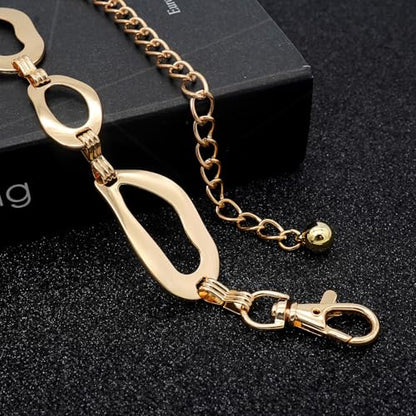 LIMHOO Women's Metal Waist Chain Belts Gold Silver Link Belt for Dresses - color: Square Gold, size: S: Length 105cm/41.3in