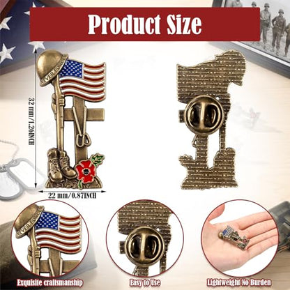 Tondiamo 4th of July Patriotic Poppy Pins Bulk Red Poppy Flower USA Flag Badges Pin for Independence Day Decoration - style: Novel Style