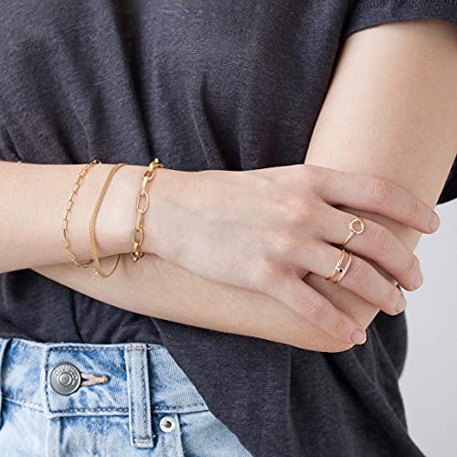 SOFYBJA 18k Gold Plated Personalized Chunky Cuban Oval Link Chain Bracelets for Men Toggle Rope Bracelet Jewelry for Women - style: Paperclip Chain Link Bracelet