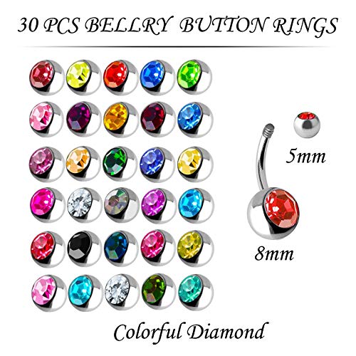 OMAIGAR Belly Rings for Women, Surgical Stainless Steel Belly Button Rings, Ideal Gift with Cute Package