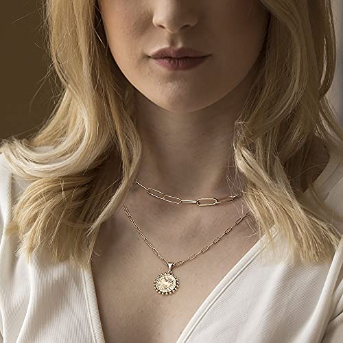 Turandoss Dainty Layered Choker Necklace, Handmade Y Pendant Necklace Multilayer Bar Disc Necklace Adjustable Layering Choker Necklaces for Women - style: 2PCS - B - Papercilp Chain&Coin