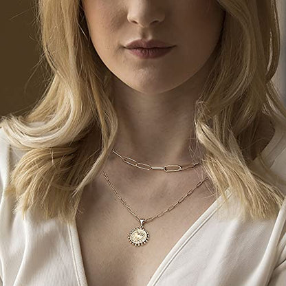Turandoss Dainty Layered Choker Necklace, Handmade Y Pendant Necklace Multilayer Bar Disc Necklace Adjustable Layering Choker Necklaces for Women - style: 2PCS - B - Papercilp Chain&Coin