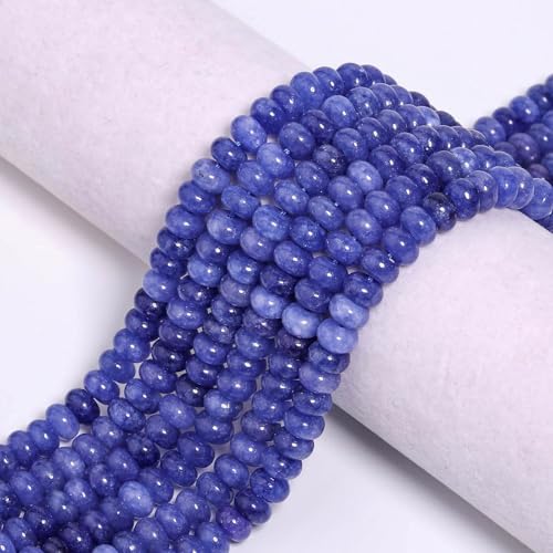 Songxi 5x8mm Natural Dark Blue Stone Rondelle Beads, 75PCS Spacer Round Loose Abacus Beads for Jewelry Making, Gemstone for Bracelet Necklace Earrings, Arts and Crafts - color: Dark Blue