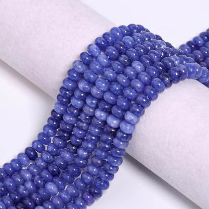 Songxi 5x8mm Natural Dark Blue Stone Rondelle Beads, 75PCS Spacer Round Loose Abacus Beads for Jewelry Making, Gemstone for Bracelet Necklace Earrings, Arts and Crafts - color: Dark Blue