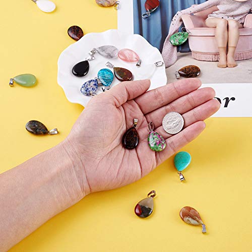 50Pcs Teardrop Stone Pendants Water Drop Healing Crystal Quartz Chakra Gemstone Rock Charms Random Mixed for Necklace Jewelry Making Hole: 2x7mm - color: 1-Mixed Color-Teardrop-Random