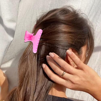 Ondder Pink Butterfly Hair Claw Clips for Styling and Sectioning - Makeup Hair Clamp Clips for Women and Girls - color: Pink Series