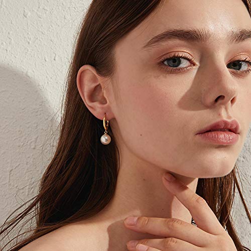Pearl Earrings for Women Pearl Leverback Earrings 925 Sterling Silver - color: C3-yellow-leverback