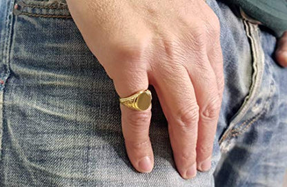 Unisex Oval Custom Signet Ring in Solid Gold 9K, 14K, & 18K, Personalized Custom Initial Engraved Chevalier Ring, RN386