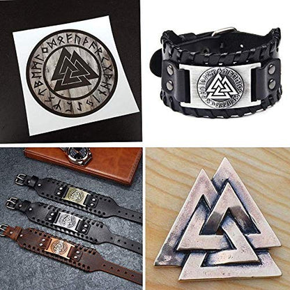 GelConnie Viking Bracelet Punk Leather Cuff Bracelet Gothic Leather Wristband Bracelet with Nordic Amulet Scandinavian Talisman Celtic Pagan Jewelry - color: Black Valknut