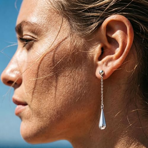 Gold Plated Dangle Earrings Dainty Silver Drop Earring Trendy Long Dangling Wedding Bridesmaid Hoop Diamond Crystal Cute Earring Prom Jewelry Graduation Gifts for Women - color: silver 4