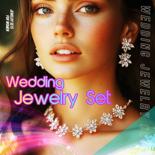 Aukmla Rhinestones Bridal Wedding Jewelry Set Silver Choker Necklaces Earrings Bracelet Ring Sets Prom Jewelry for Women - color: Silver