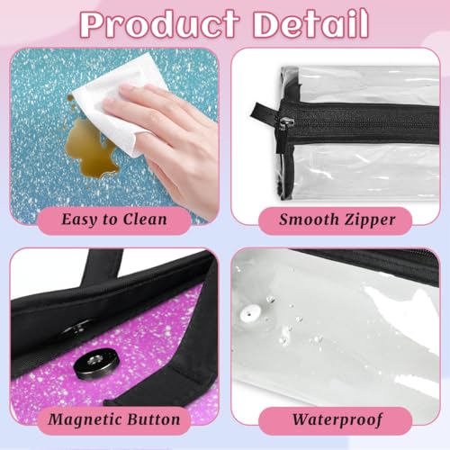 Blue Pik Inch Glitter Star Hanging Roll Up Cosmetic Bag with 4 Removable Storage Bags Waterproof Foldable Toiletry Kit for Women - color: Multicolor 6