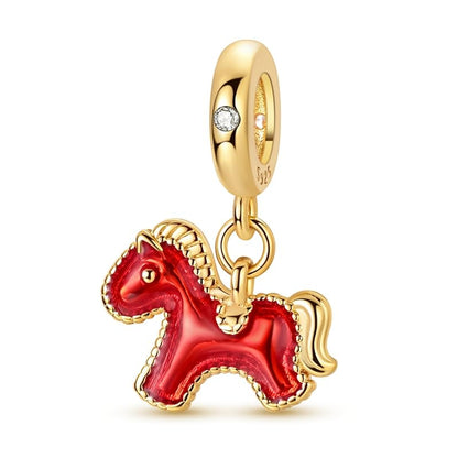 Gold Flower Family Charms for Bracelet Bead Charm for Women Jewelry Present - style: Golden Horse Charms