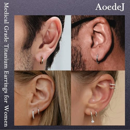 AOEDEJ G23 Titanium Black/Steel Gray/Gold Hoop Earrings 18G Small Huggie Hoop Earrings 8mm/10mm/12mm Cartilage for Sensitive Ears for Multiple Piercing Cartilage Hoop Earring Stack Jewelry - style: Circle-10mm