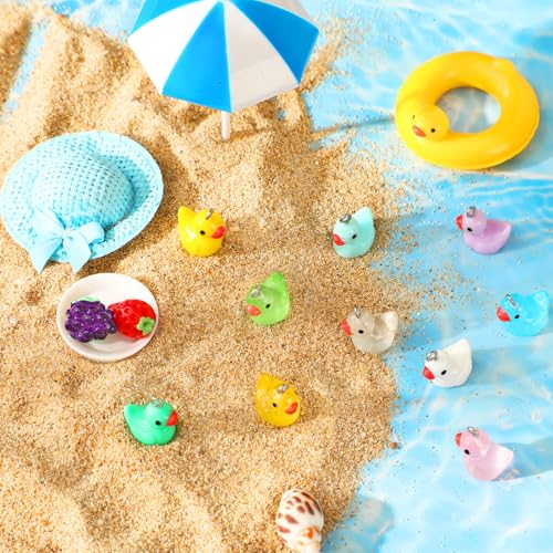 64Pcs Mini Resin Duck Charms, Luminous Duck Beads for Jewelry Making | 32 Solid and 32 Glow in The Dark, Ducks Pendant, DIY Crafts, Bracelet Necklace Earrings Jewelry Making, Party Favors - style: Duck Style