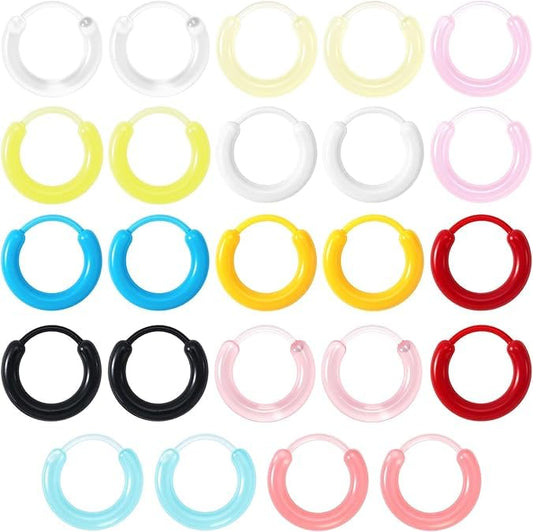 Colorful Resin Hoop Earrings 12 Pcs Plastic Earrings for Sensitive Ears