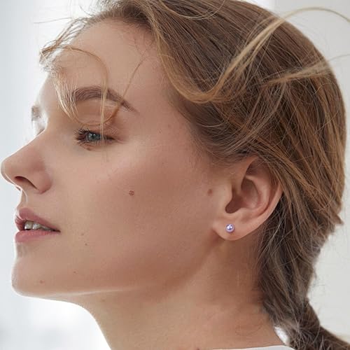 12 Pairs Colorful Pearl Stud Earrings for Women Stainless Steel Small Studs Set - color: 4mm
