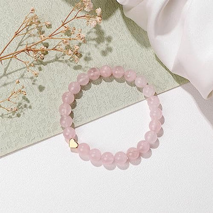 Healing Bracelet For Women Anxiety Beaded Bracelets Jewelry Healing Stone Crystal Bracelet Stress Relief Yoga Beads Chakra Bracelets Gifts For Women pink - color: Rose Quartz
