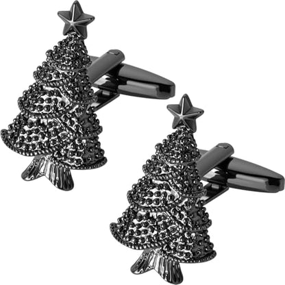 HAWSON Various Unique Cuff Links Mens, Animal/Tactical/Music/Holiday/Cufflinks, Themed Wedding Dinner Party Gift Suit Accessories - style: Christmas Tree