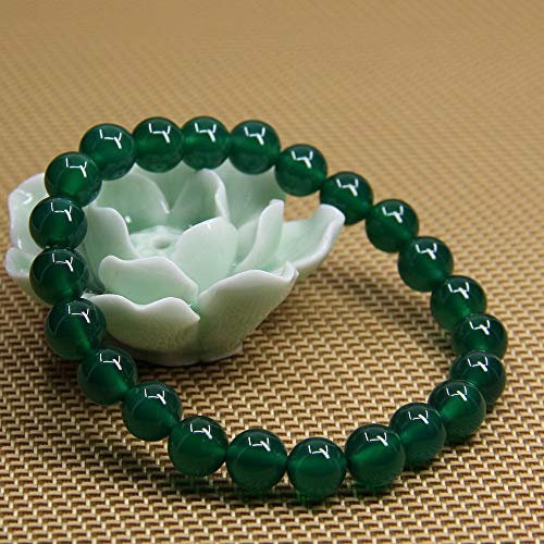 Angelstones Gemstones 8mm Round Beads Healing Crystal Bracelet for women | Natural Gemstone, Handmade Gifts for Women, Healing Crystal Round Beaded Stretch Bracelets, Unisex Jewelry for Women and Men - color: Green Agate