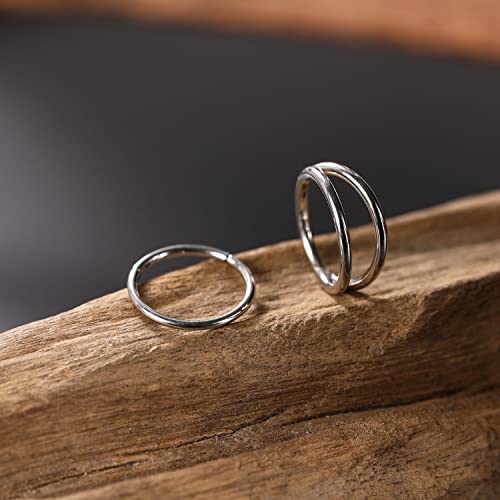 GAGABODY Surgical Steel 2pcs Double Hoop Hypoallergenic Nose Ring Unisex | Seamless Clasp,Used in Nostril,Septum,Lip and All Ear Piercings.22 Gauge to 14 Gauge,a Secure Fit Inner Diameter 6mm to 12mm - color: Silver-Single&Double Hoop, size: 16G-5/16"(8mm