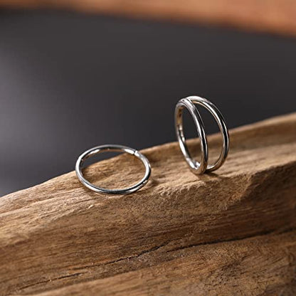 GAGABODY Surgical Steel 2pcs Double Hoop Hypoallergenic Nose Ring Unisex | Seamless Clasp,Used in Nostril,Septum,Lip and All Ear Piercings.22 Gauge to 14 Gauge,a Secure Fit Inner Diameter 6mm to 12mm - color: Silver-Single&Double Hoop, size: 16G-5/16"(8mm