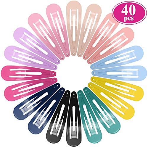 Snap Hair Clips and Hair Claw Clips Set, Funtopia 40 Pcs 7cm / 2.8 Inch Long No Slip Metal Hair Clips and 72 Pcs Small Hair Clips Clamps Plastic Jaw Clips for Thin Hair Thick Hair