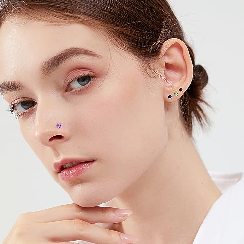 36-44 Pcs 18G 20G Nose Rings Studs Nose Rings for Women Nose Piercings Jewelry Surgical Stainless Steel Nose Studs Moon Star Heart Butterfly Hypoallergenic Body Piercing Jewelry for Women Men - color: 20G Colorful C-L Shape- 40 Pcs