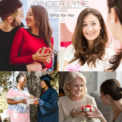 Layered Chain Necklace for Women by Ginger Lyne | Stainless Steel Adjustable Length up to 20" Curb Chains with Linked Circles and Bar Pendants| Minimalist Jewelry for Her