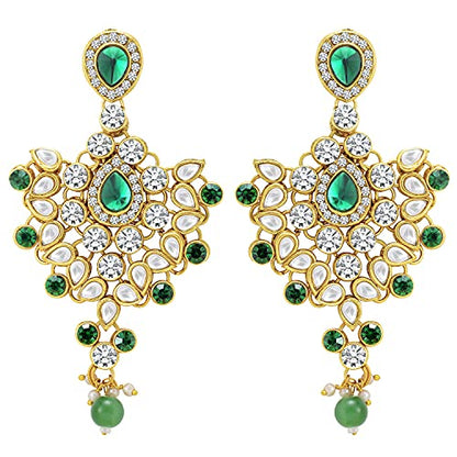 Aheli Bollywood Style Indian Bridal Choker Necklace Matha Patti Nose Ring Haath Phool Wedding Fashion Bharatanatyam jewellery set for Women - color: Green 2
