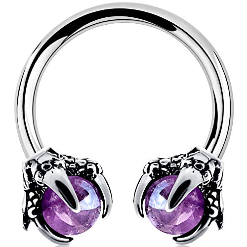OUFER 316L Surgical Steel Circular Earrings Two White Opals Surrounded by Dragon Claws Cartilage Earing Ear Body Piercing Jewelry Helix Earrings Piercing… - color: Steel Amethyst
