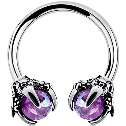 OUFER 316L Surgical Steel Circular Earrings Two White Opals Surrounded by Dragon Claws Cartilage Earing Ear Body Piercing Jewelry Helix Earrings Piercing… - color: Steel Amethyst