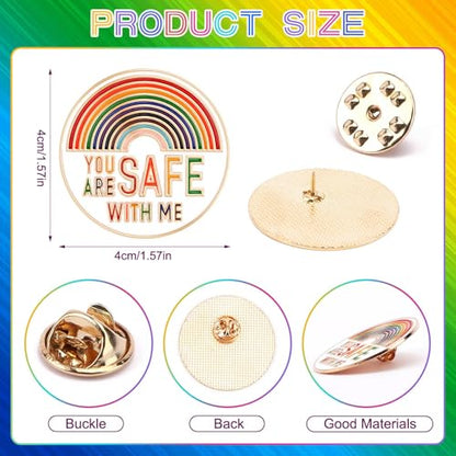 SANNIX 15Pcs You are Safe with ME Pins, Rainbow Enamel Lapel Pins Gay Pride Pin Brooches LGBTQ Supports Doctor Nurse Medical Students Brooch Pins Badge for Hat Backpack Decoration Accessories - style: Rainbow Pin