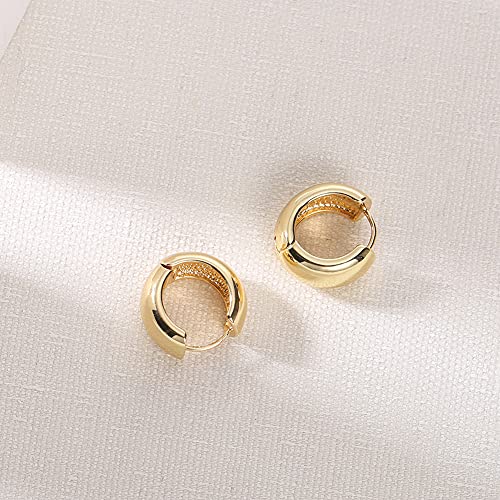 FAMARINE Chunky Thick Hoop Earrings for Women Gold Hoops Huggie Earrings for Men Gift - color: 0.8" Hoop