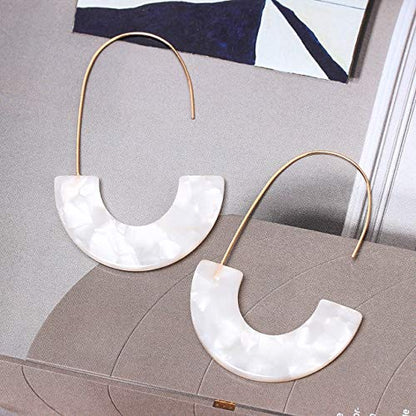 Acrylic Earrings Statement Tortoise Hoop Earrings Resin Wire Drop Dangle Earrings Fashion Jewelry For Women - color: A White