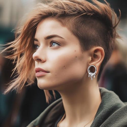 COOEAR Stainless Steel Melting Design Ear Expander, Stylish and Durable Ear Stretching Gauges Plugs. - color: S8710G, size: 6 mm