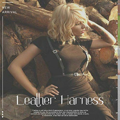 BODIY Plus Size Harness Punk Leather Black Harness Belts Women Fashion Body Harness for Women - color: Black