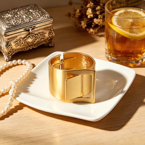 Exquisite and Stylish Gold Bracelet, Fashion Jewelry, Women's Gold Accessories – Ideal Gift for Mom, Wife or Girlfriend - style: Brushed Gold Geometric Wide Cuff Bracelet