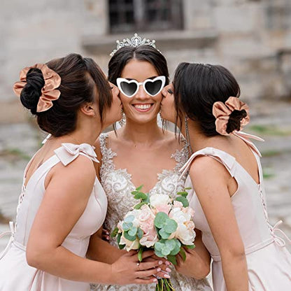 Bridesmaid Scrunchies Proposal Hair claws clips Set of 12 Bridal Shower heart sunglasses Gifts for Wedding Bachelorette Party Favors (32pcs White&Pink) - color: 32pcs White&Pink