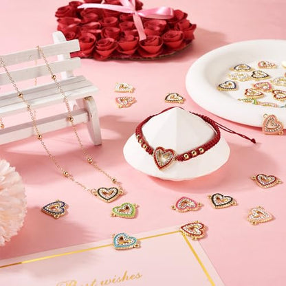Elecrelive Crystal Heart Charms Rhinestone Heart Pendants Valentine Charms for Necklace Bracelet Earring Wedding Jewelry - color: 8 Colors, Enamel