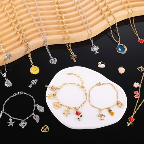 Zefy 18K Gold Silver Chain for Jewelry Making Kit with 380 Pcs Charms | 39.6ft 12 Rolls Stainless Steel Chains Bulk , Jump Rings Lobster Clasps Set for DIY Bracelet Necklace Crafts - size: Large