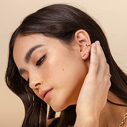 PAVOI 14K Gold Plated 925 Sterling Silver Round Huggie Ear Cuff Earrings for Women | Clip On Cartilage Cuff Earrings - style: Wide