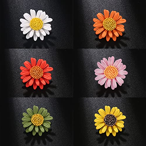 Multicolor Cute Daisy Flower Brooch Pins, Plant Sunflower Suit Lapel Pin,Pink Yellow White Sun Flower Dress Neckline Pin Enamel Charm Daisy Coat Collar Brooch for Women Girls Men Jewelry Gifts - color: D red