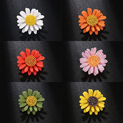 Multicolor Cute Daisy Flower Brooch Pins, Plant Sunflower Suit Lapel Pin,Pink Yellow White Sun Flower Dress Neckline Pin Enamel Charm Daisy Coat Collar Brooch for Women Girls Men Jewelry Gifts - color: D red
