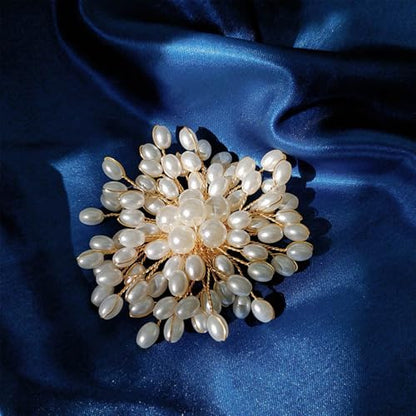 Flower White Pearl Brooch Pin for Women | Striking Large Pearl Flower Beads Statement Costume Pin Graceful Wedding Anniversary Prom Jewelry Gifts - style: Pearl4