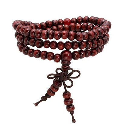 Eigso 6-8mm Wood Beads Bracelet Prayer Beads for Meditation Buddha Tibetan Bracelet for Men and Women - color: C:4 Pcs